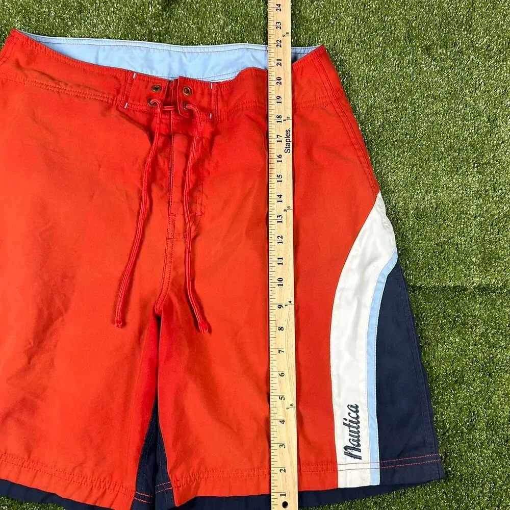 Nautica Men's Red and Orange Swim-briefs-shorts